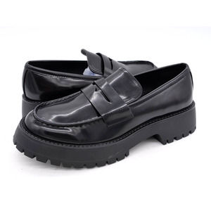 Madden Girl Shoes Womens 8.5 Black Faux Leather Platform Penny Loafer Chunky